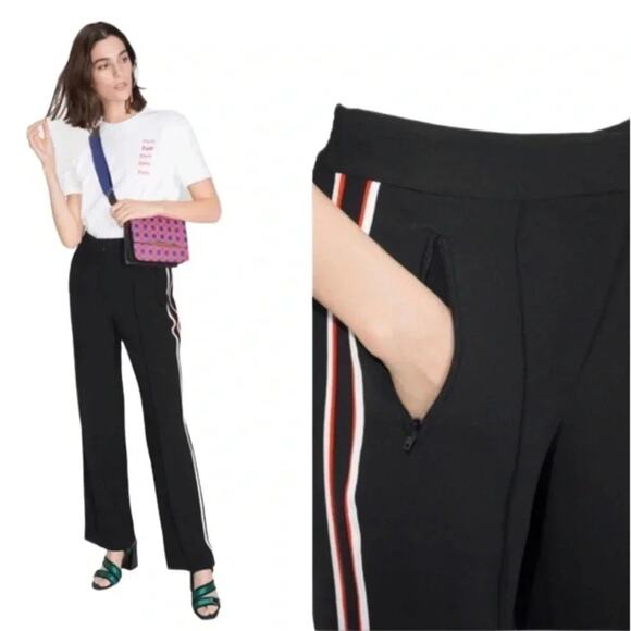 & Other Stories Black Trousers with Red and White Stripes - Picture 1 of 12